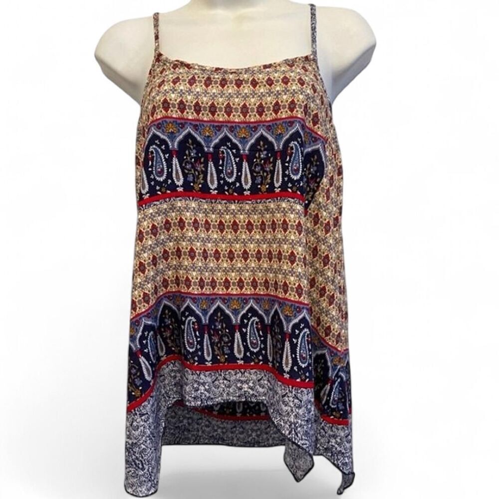 Ganji paisley halter tank top with adjustable straps lace back Size: XL